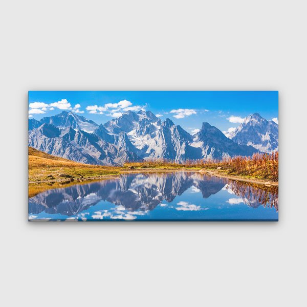 Zirve Dağlar ve Göl Yansıması Doğa Manzarası Duvar Tablosu – 13759