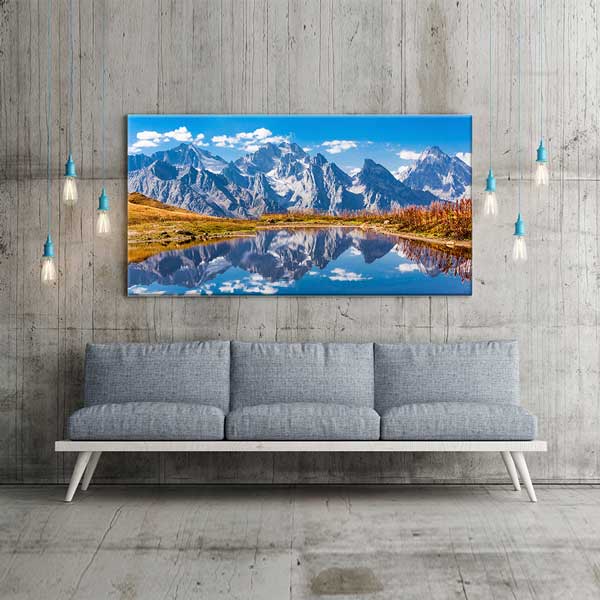 Zirve Dağlar ve Göl Yansıması Doğa Manzarası Duvar Tablosu – 13759