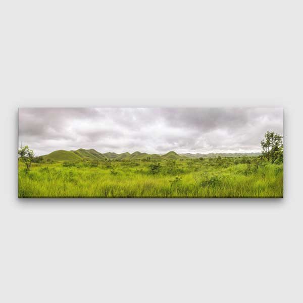 Yeşil Doğa ve Tepeler Panoramik Kanvas Tablo 13772