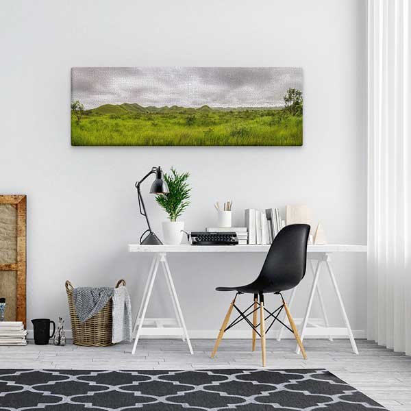 Yeşil Doğa ve Tepeler Panoramik Kanvas Tablo 13772