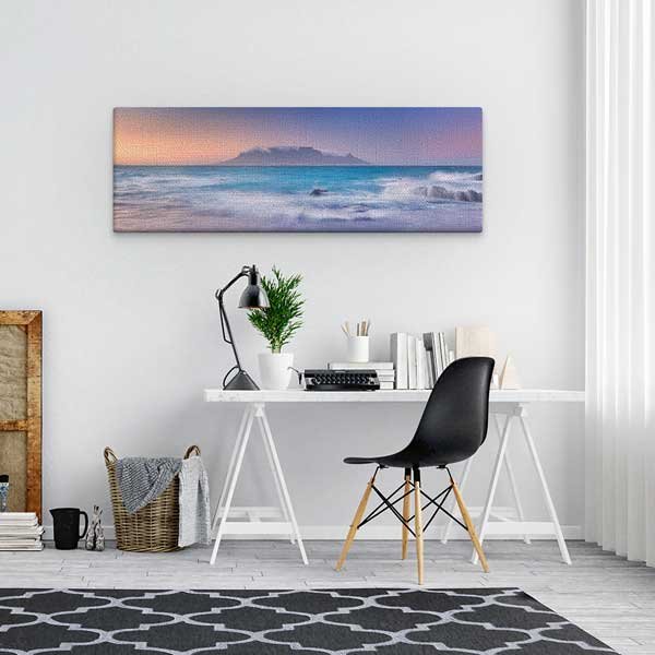Okyanus ve Siluet Dağ Panoramik Kanvas Tablo 13773