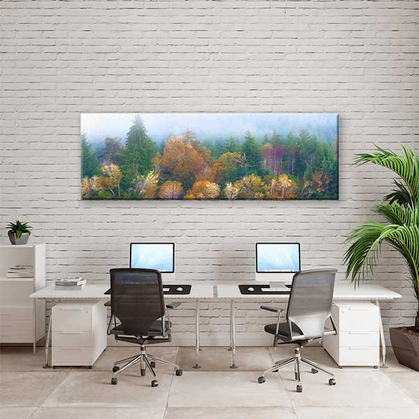 canvas-wall-art-13820-03 Sisli Sonbahar Ormanı Panoramik Doğa Manzarası Duvar Tablosu 13820