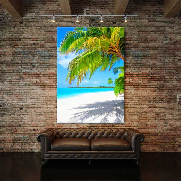 Tropikal Sahil ve Palmiye Ağacı Kanvas Tablo 13838
