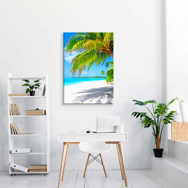 Tropikal Sahil ve Palmiye Ağacı Kanvas Tablo 13838