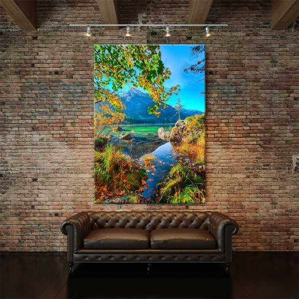 Göl Kenarı Doğa ve Dağ Manzarası Kanvas Tablo 13849