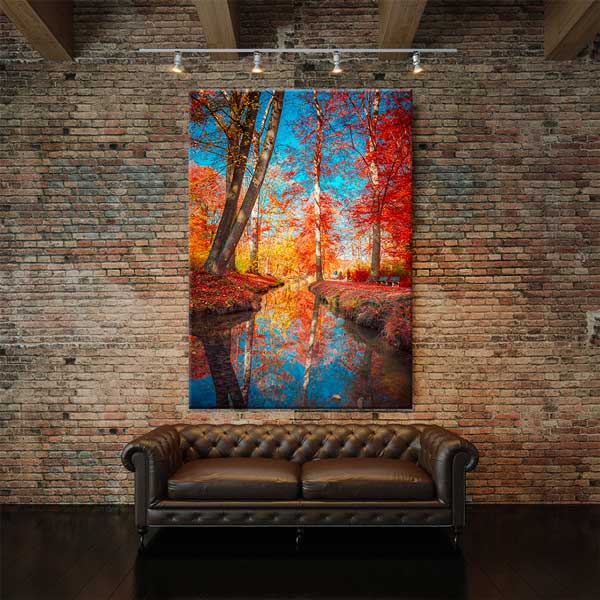 Sonbahar Ormanı ve Yansıma Manzarası Kanvas Tablo 13851