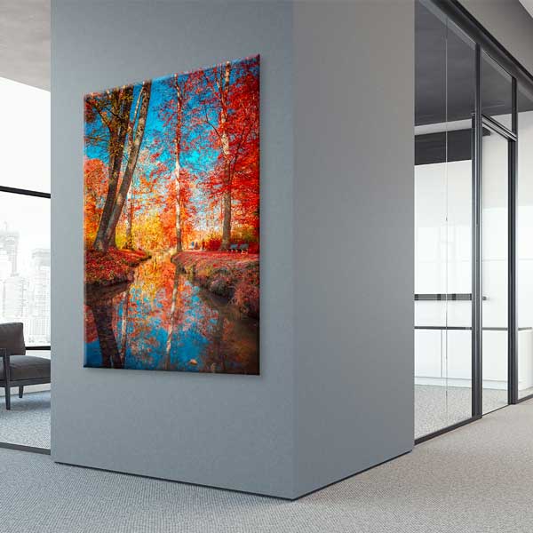 Sonbahar Ormanı ve Yansıma Manzarası Kanvas Tablo 13851