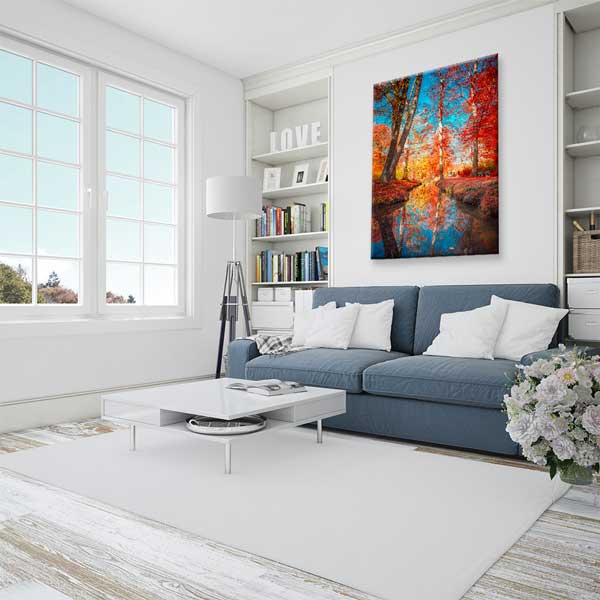 Sonbahar Ormanı ve Yansıma Manzarası Kanvas Tablo 13851