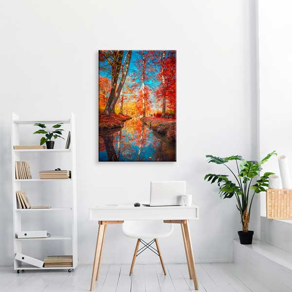 Sonbahar Ormanı ve Yansıma Manzarası Kanvas Tablo 13851