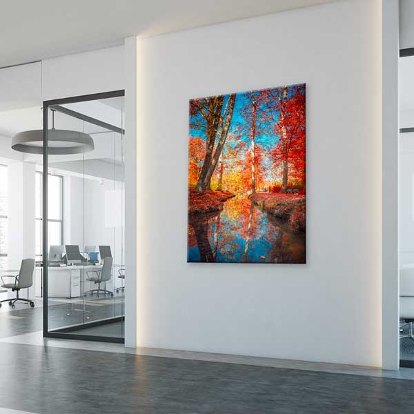 Sonbahar Ormanı ve Yansıma Manzarası Kanvas Tablo 13851