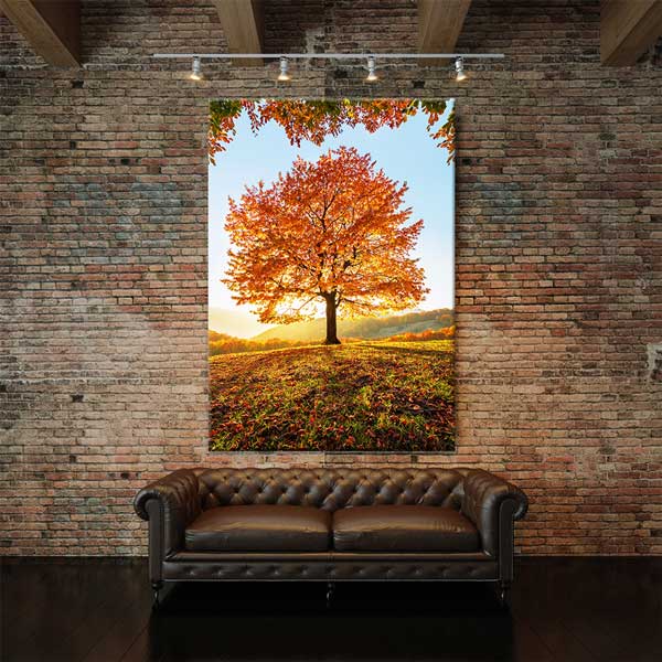 canvas-wall-art-13852-01 Sonbahar renkleriyle kaplı orman ve göl yansımasının görüldüğü dekoratif kanvas tablo. 13852