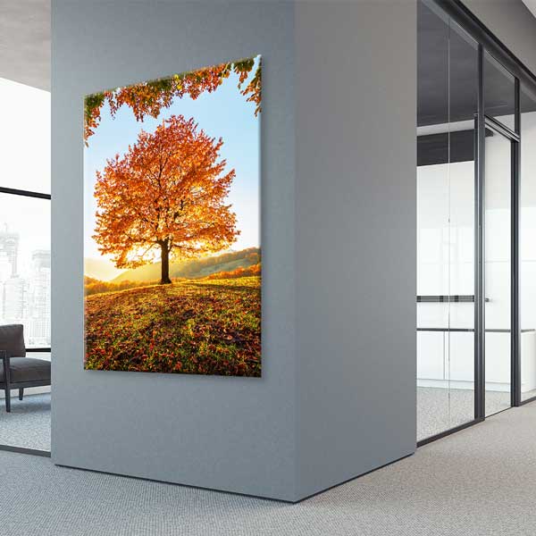 canvas-wall-art-13852-02 Sonbahar renkleriyle kaplı orman ve göl yansımasının görüldüğü dekoratif kanvas tablo. 13852