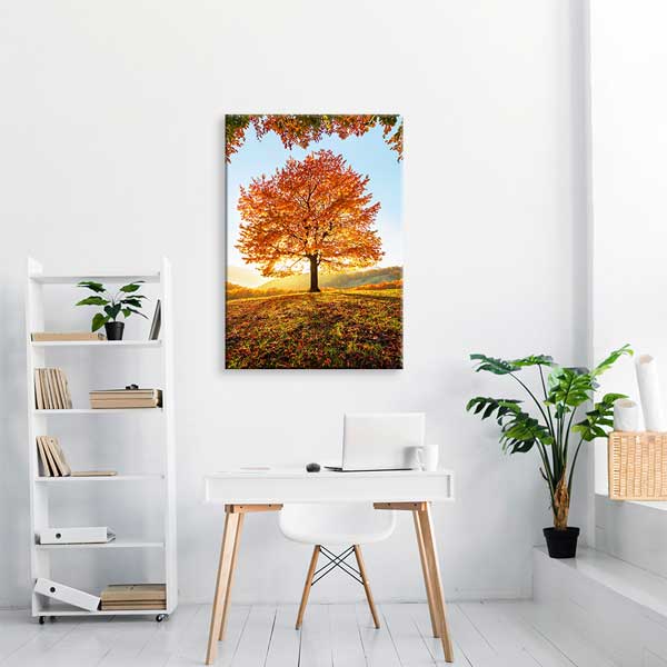 canvas-wall-art-13852-04 Sonbahar renkleriyle kaplı orman ve göl yansımasının görüldüğü dekoratif kanvas tablo. 13852