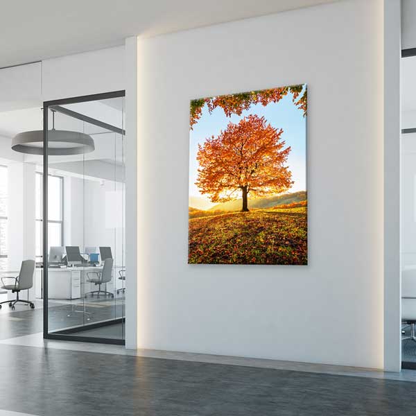 canvas-wall-art-13852-05 Sonbahar renkleriyle kaplı orman ve göl yansımasının görüldüğü dekoratif kanvas tablo. 13852