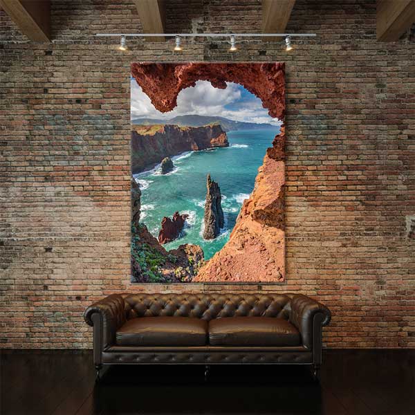 Kayalık Sahil ve Okyanus Manzarası Kanvas Tablo 13854