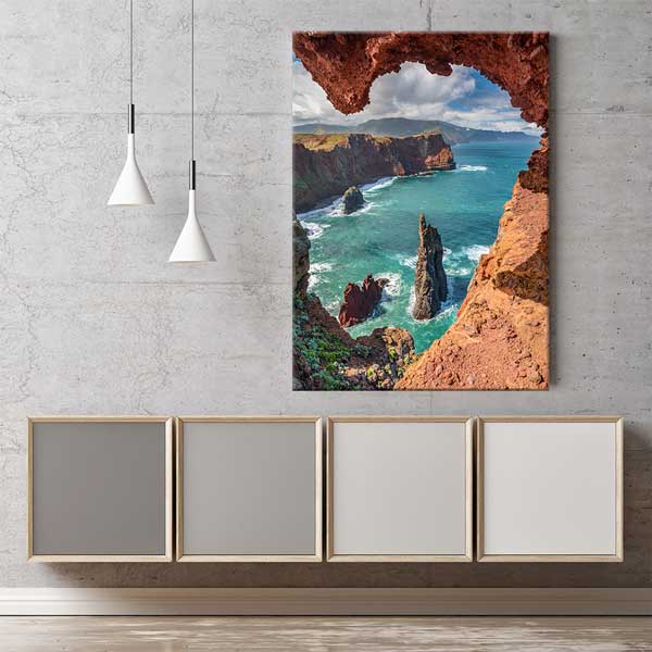 Kayalık Sahil ve Okyanus Manzarası Kanvas Tablo 13854