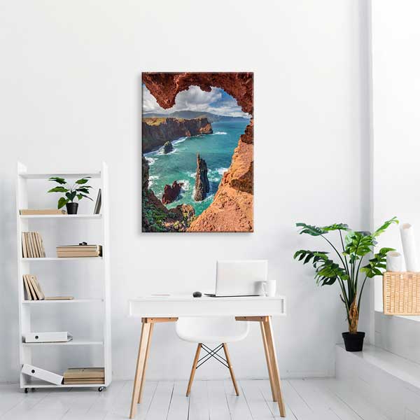 Kayalık Sahil ve Okyanus Manzarası Kanvas Tablo 13854