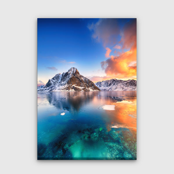 Karlı Dağlar ve Buzlu Deniz Manzarası Kanvas Tablo 13855