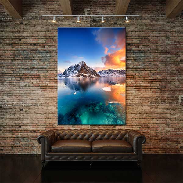 canvas-wall-art-13855-01 Karlı Dağlar ve Buzlu Deniz Manzarası Kanvas Tablo 13855