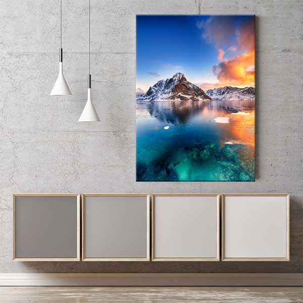 canvas-wall-art-13855-03 Karlı Dağlar ve Buzlu Deniz Manzarası Kanvas Tablo 13855