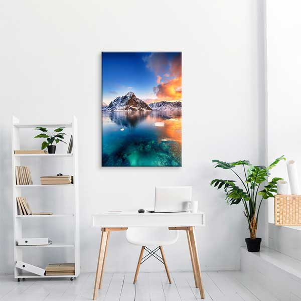 canvas-wall-art-13855-04 Karlı Dağlar ve Buzlu Deniz Manzarası Kanvas Tablo 13855