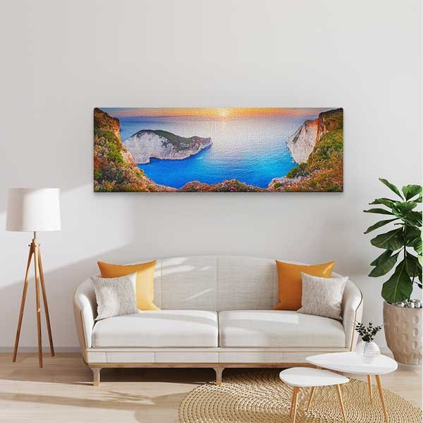 canvas-wall-art-13868-01 Turkuaz Deniz ve Kayalık Koy Gün Batımı Kanvas Tablo 13868