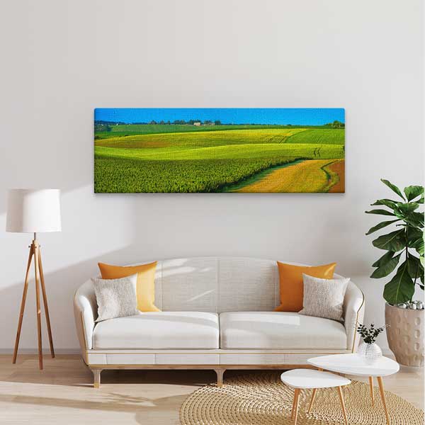 canvas-wall-art-13878-01 Yeşil Tarlalar ve Açık Gökyüzü Manzara Kanvas Tablo 13878