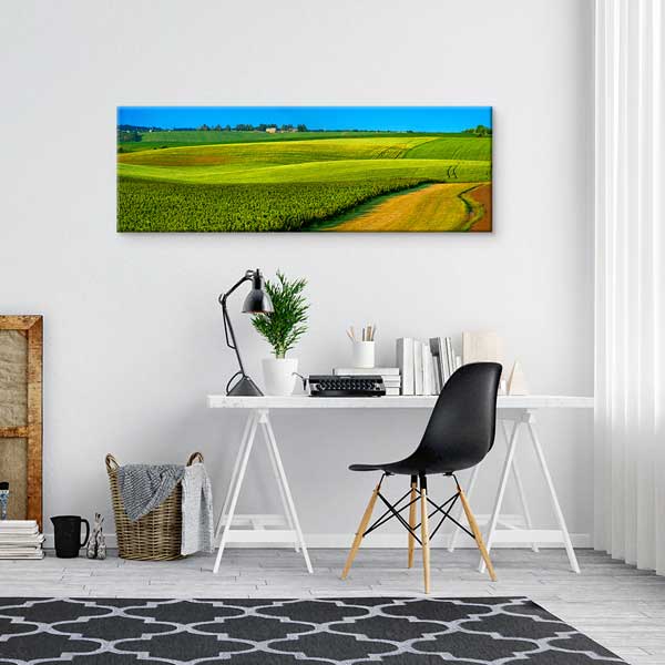 canvas-wall-art-13878-02 Yeşil Tarlalar ve Açık Gökyüzü Manzara Kanvas Tablo 13878