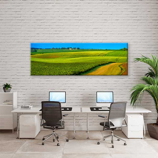 canvas-wall-art-13878-03 Yeşil Tarlalar ve Açık Gökyüzü Manzara Kanvas Tablo 13878