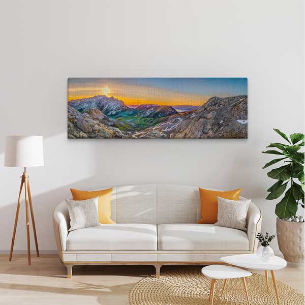 canvas-wall-art-13886-01 Gün Batımında Dağ Manzarası Panoramik Kanvas Tablo 13886