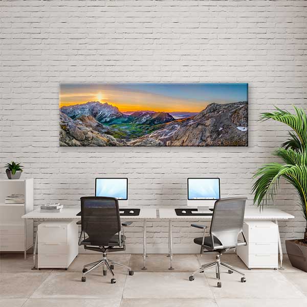 canvas-wall-art-13886-03 Gün Batımında Dağ Manzarası Panoramik Kanvas Tablo 13886