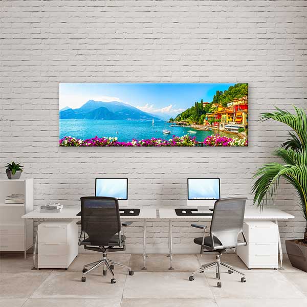 Göl Manzarası ve Sahil Evleri Kanvas Tablo 13900