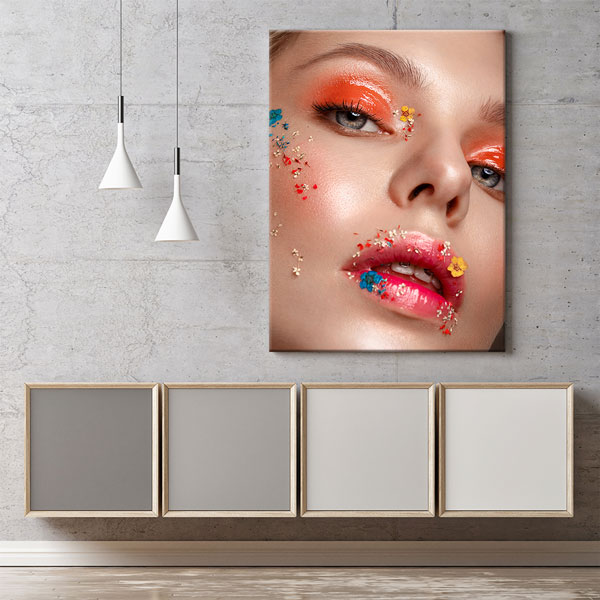 canvas-wall-art-5674-01 Çiçekli Makyaj Sanatı Kuaför Duvar Tablosu – 5674