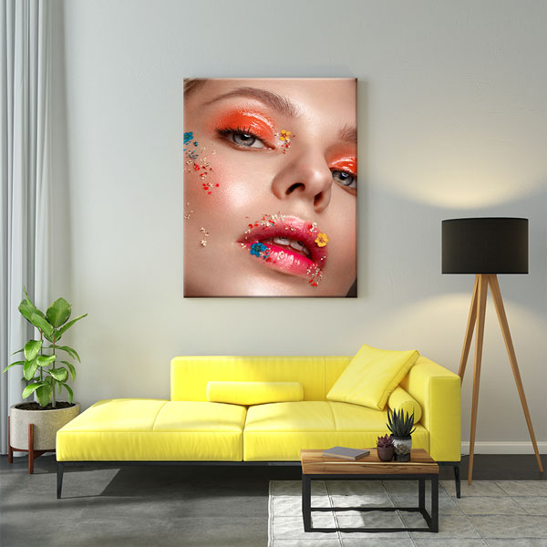 canvas-wall-art-5674-04 Çiçekli Makyaj Sanatı Kuaför Duvar Tablosu – 5674