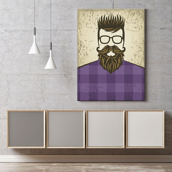 Mor Gömlekli Sakallı Erkek Figürü Berber Duvar Tablosu – 5679
