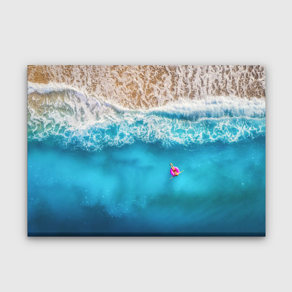 Kuş Bakışı Turkuaz Deniz ve Dalgalar Kanvas Tablo 12033