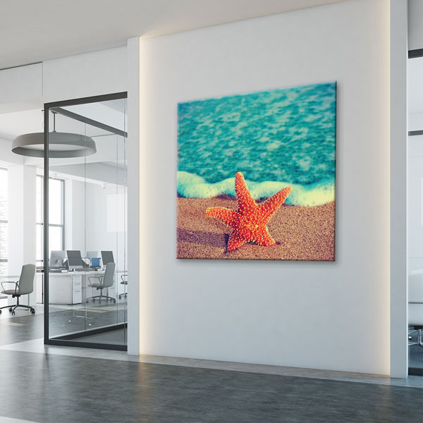 canvas-wall-art-decor-7449-04 Kumsalda Deniz Yıldızı ve Turkuaz Deniz Deniz Temalı Duvar Tablosu 7449