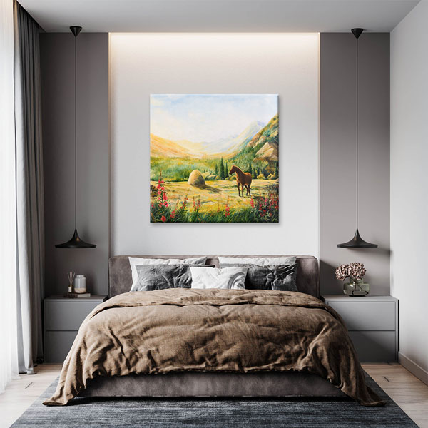 Renkli Tarım Arazileri Havadan Görünüm Manzarası Kanvas Tablo 7450