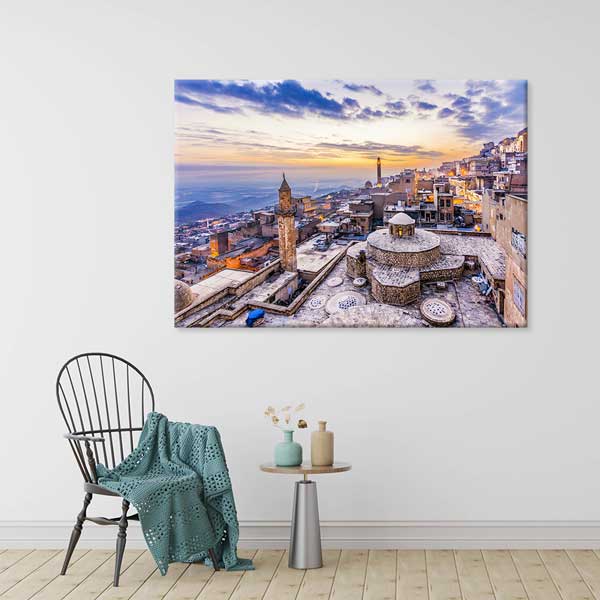 Tarihi Anadolu Şehir Silueti Gün Batımı Kanvas Tablo 11986