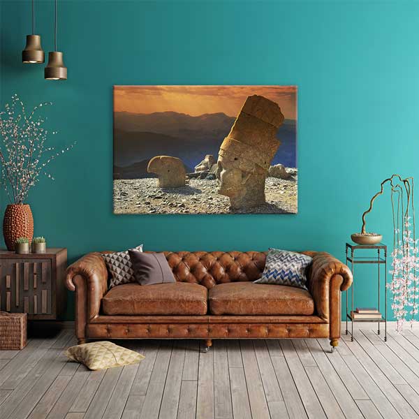 canvas-wall-decor-11988-01 Nemrut Dağı Gün Batımı Heykel Başları Kanvas Tablo 11988