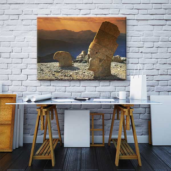 canvas-wall-decor-11988-02 Nemrut Dağı Gün Batımı Heykel Başları Kanvas Tablo 11988
