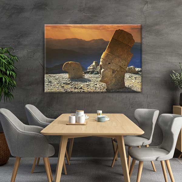 canvas-wall-decor-11988-04 Nemrut Dağı Gün Batımı Heykel Başları Kanvas Tablo 11988
