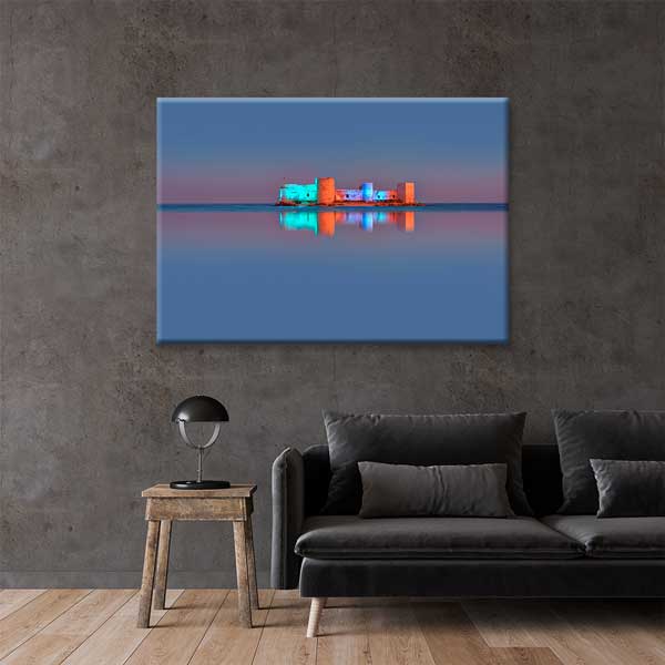 Deniz Üzerinde Yansımalı Yapı Kanvas Tablo 12009