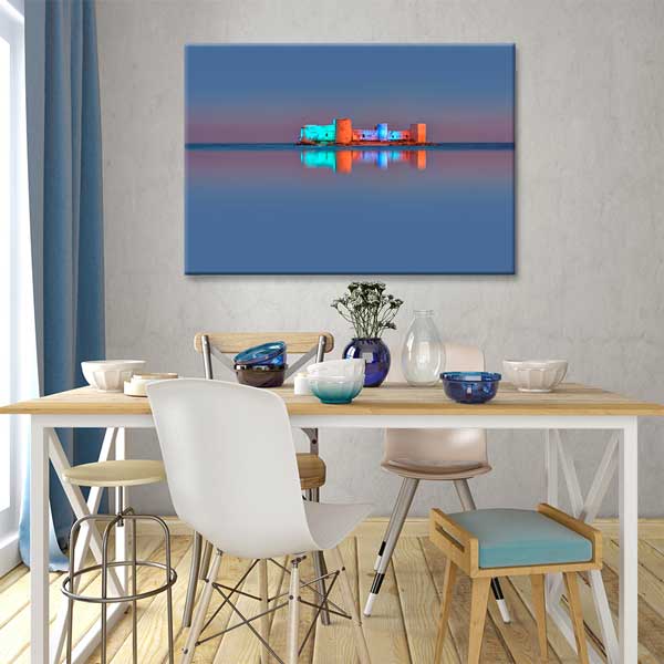 Deniz Üzerinde Yansımalı Yapı Kanvas Tablo 12009