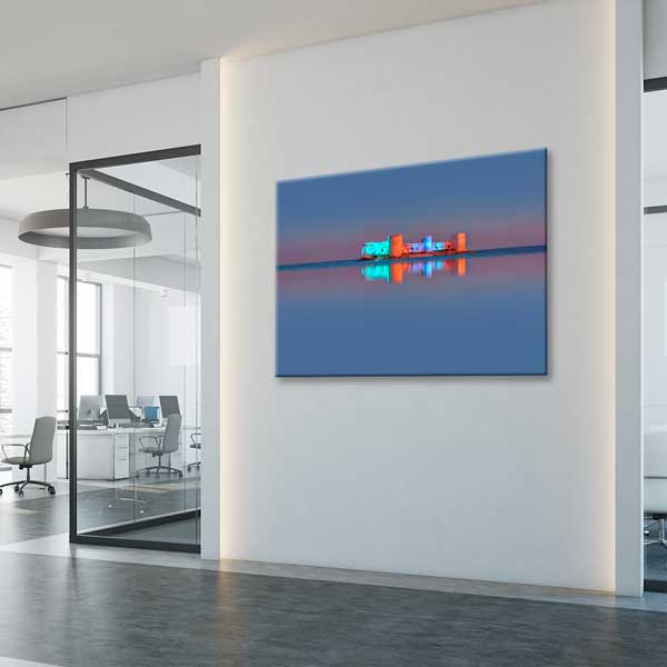 Deniz Üzerinde Yansımalı Yapı Kanvas Tablo 12009