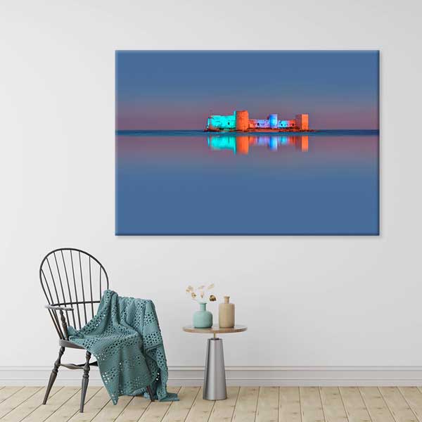 Deniz Üzerinde Yansımalı Yapı Kanvas Tablo 12009