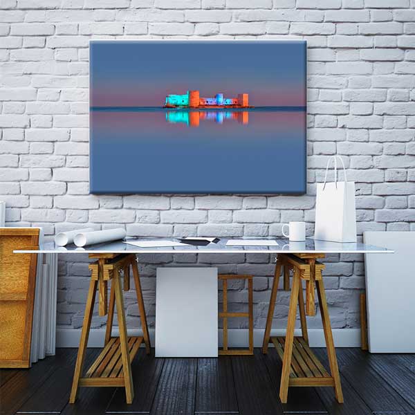 Deniz Üzerinde Yansımalı Yapı Kanvas Tablo 12009