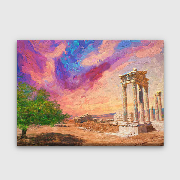 Antik Sütunlar ve Sanatsal Gökyüzü Kanvas Tablo 12010