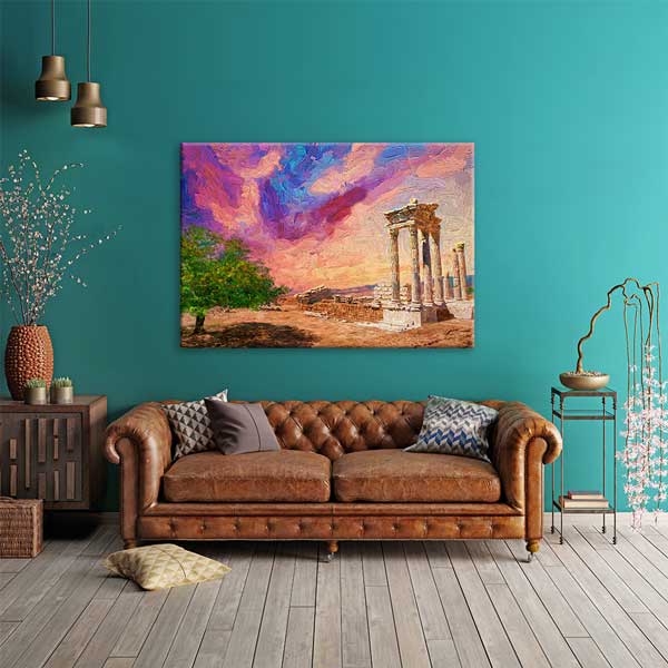 Antik Sütunlar ve Sanatsal Gökyüzü Kanvas Tablo 12010