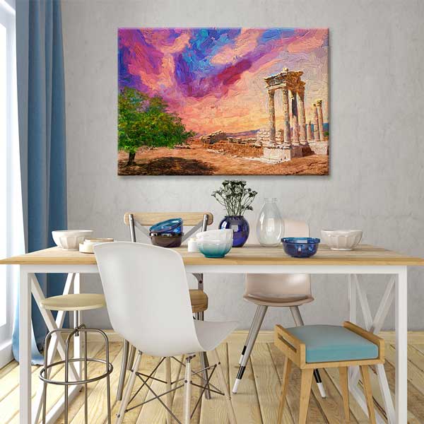 Antik Sütunlar ve Sanatsal Gökyüzü Kanvas Tablo 12010